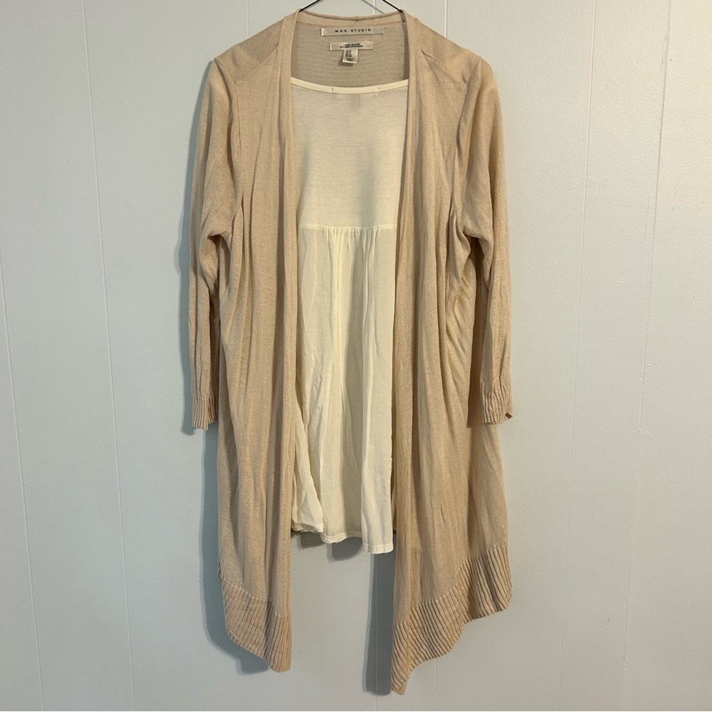 Women's Ellen Tracy tank Xl Beige Open Front Cardigan Sweater max studio bundle‎